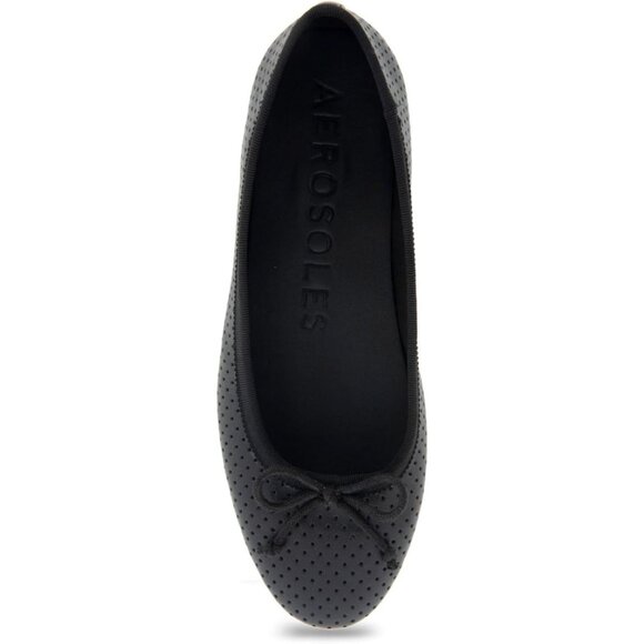 Aerosoles Women Black Perf Synthetic Polyurethane Closed Rounded Toe Ballet Flat - Picture 5 of 7